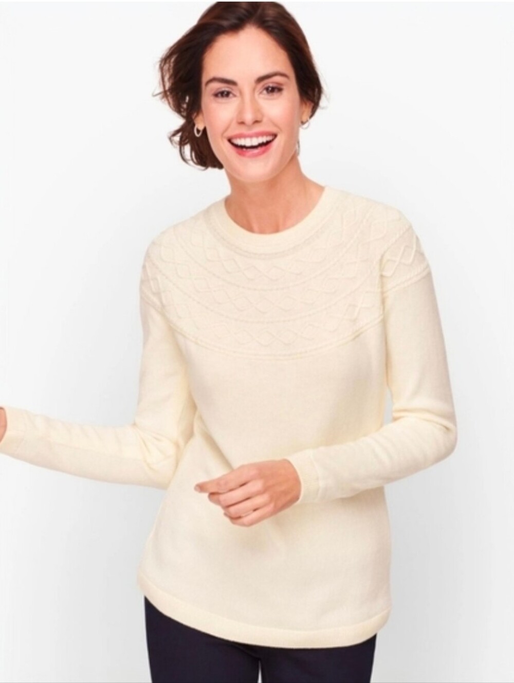 NWT Talbots Women's Nordic Fair Isle Ivory Sweater XLP Crewneck Pullover